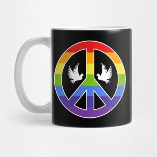 Rainbow Peace Symbol with Doves Mug